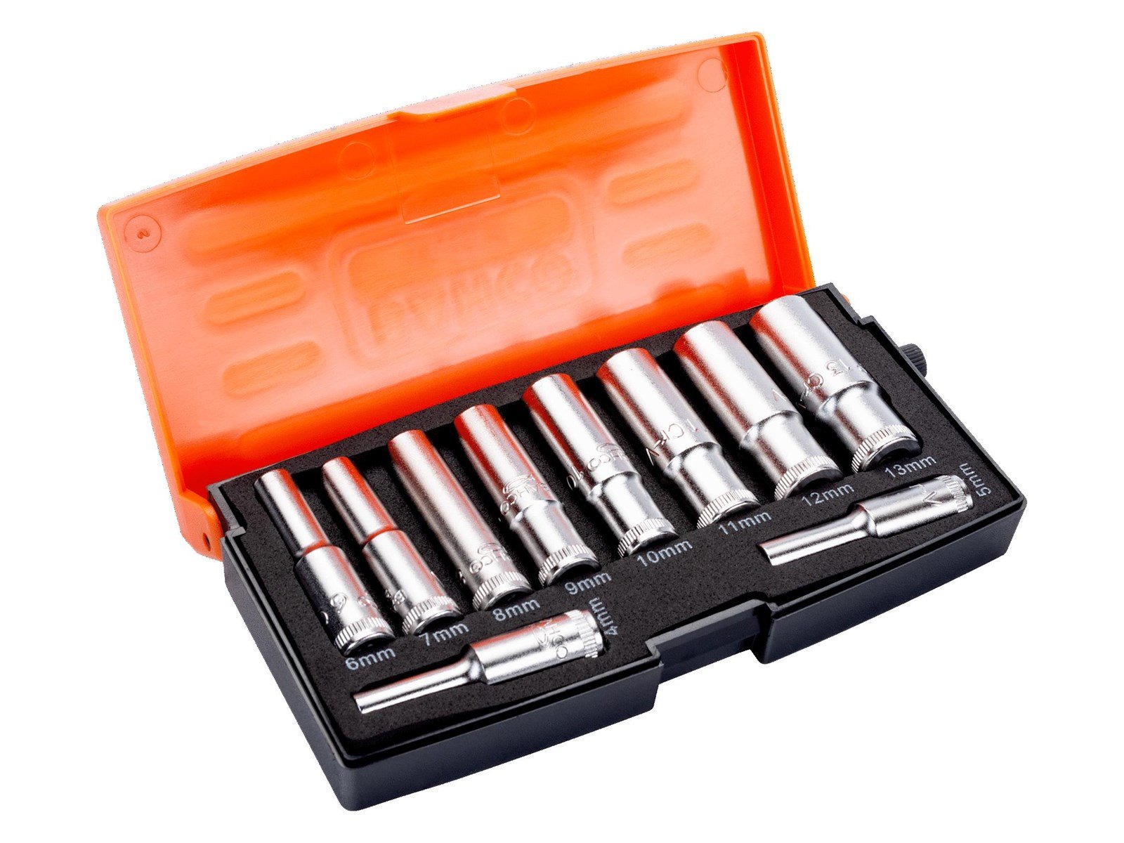 BAHCO socket set 1/4 lang 10 pieces 4-13mm BAHCO socket set 1/4 lang 10 pieces 4-13mm